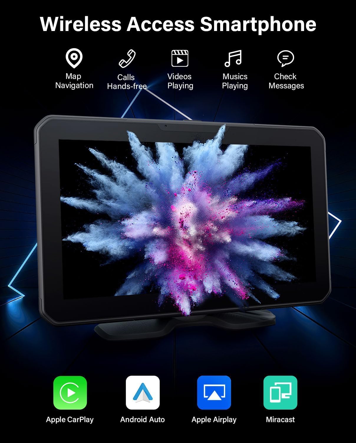 7" HD Apple Carplay Screen for Car，2-in-1 Wireless CarPlay Suitable for Apple CarPlay and Android Auto, Apple CarPlay with GPS Navigation, Voice Control, Mirror Link, Bluetooth for Most Vehicle