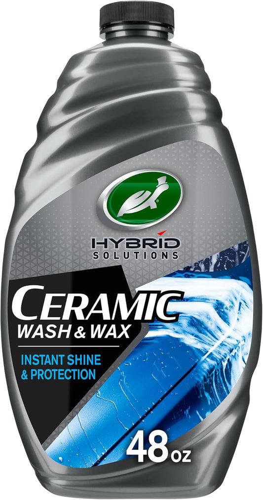 Turtle Wax 53411 Hybrid Solutions Ceramic Wash and Wax, Easy Clean Ceramic Infused Formula Removes Dirt and Grime, Long Lasting Shine and Protection for Cars, Trucks and More, 48 oz. (Pack of 1)