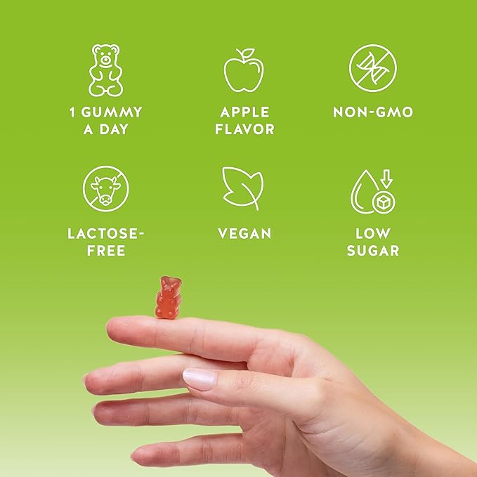 Apple Cider Vinegar Gummies – Metabolism & Detox Support with Vitamins B6, B12, Iodine & Folic Acid – Vegan. Balanced Gut (90 Gummies)