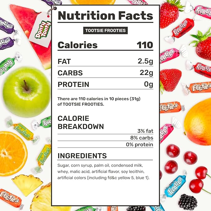 TOOTSIE FROOTIES Taffy Candy Assorted Mix (10 Flavors) – Tootsie Rolls Bulk Bag, Individually Wrapped, Fruit Chews, Gluten and Peanut Free, Ultimate Variety, 1 lb (145 Pieces)