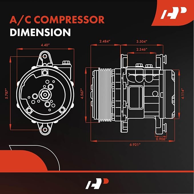 A-Premium Fit for Sanden SD-7 Mini 6PK Style, Universal A/C Compressor with Clutch, 6 Groove Serpentine Belt, Chrome Plated Aluminum Housing