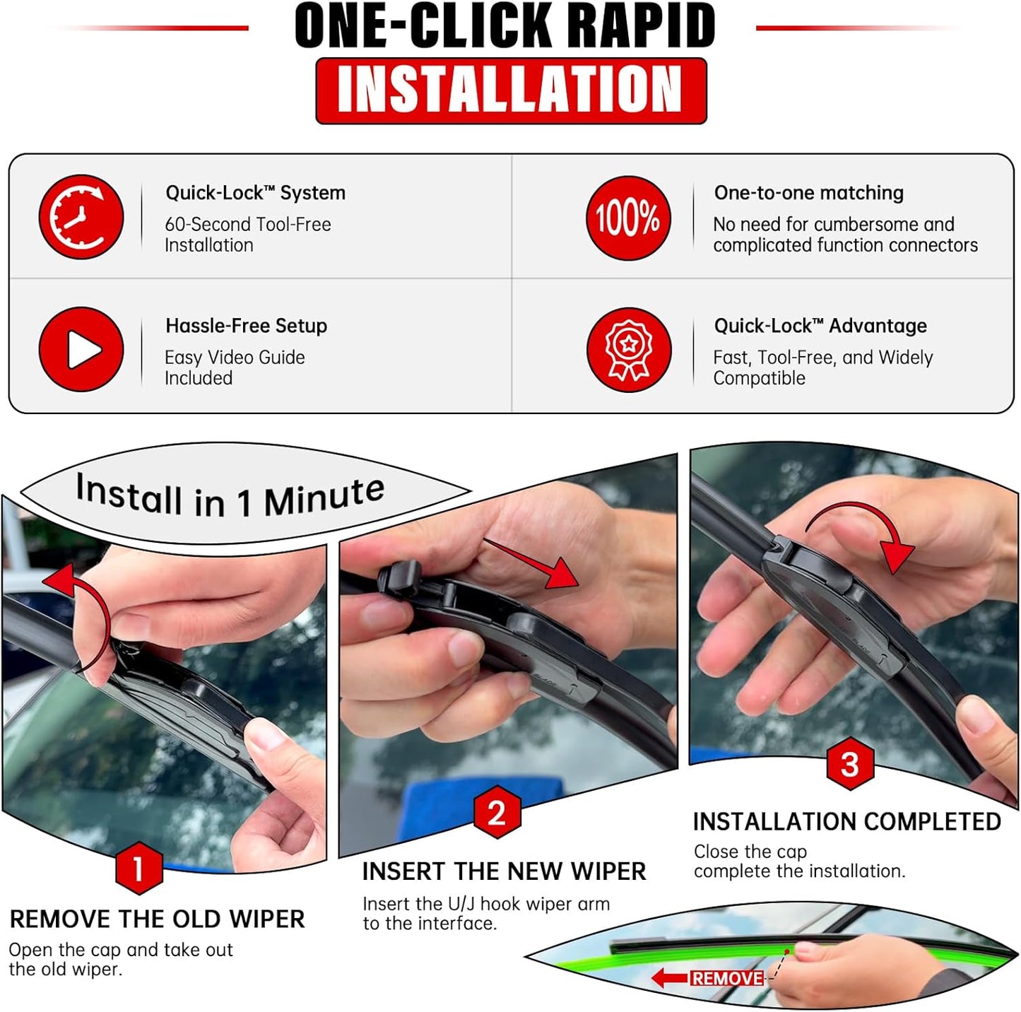 Windshield Wiper Blades Replacement for 2013 2014 2015 2016 Mazda CX5 CX-5 Original Factory Quality Front Rear Wipers Blade Set for My Car - 24" 18" 14" (Pack of 3)