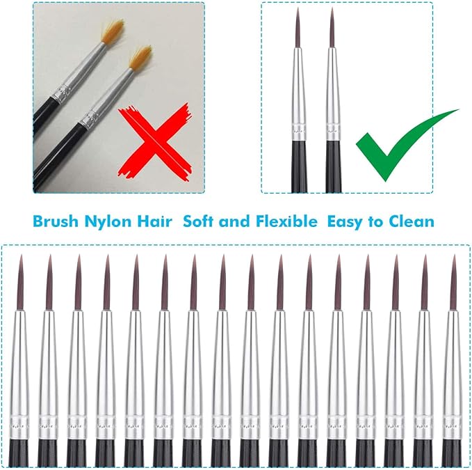 Miniature Detail Paint Brushes, Anezus 30 Pcs Paintbrushes Small Watercolor Artists Paint Brushes for Acrylics Oil Model Craft Nail Detail Painting, Size 00