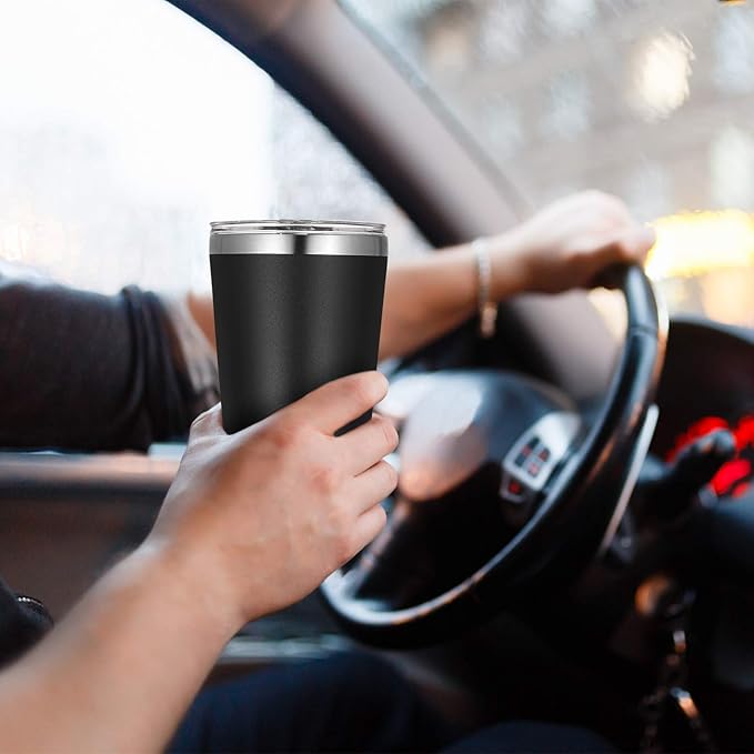 VEGOND 12oz Tumbler Stainless Steel Tumbler bulk Vacuum Insulated Double Wall Travel Tumbler with Lid and Straw Reusable Tumbler, Black 1 Pack