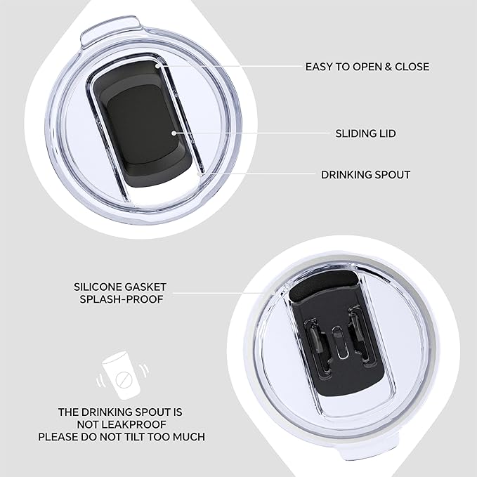 Ideus 20 oz Tumbler, Travel Coffee Mug with Splash Proof Sliding Lid, Double Wall Stainless Steel Vacuum Insulated Coffee Mug for Home and Office, Keep Beverages Hot or Cold, White