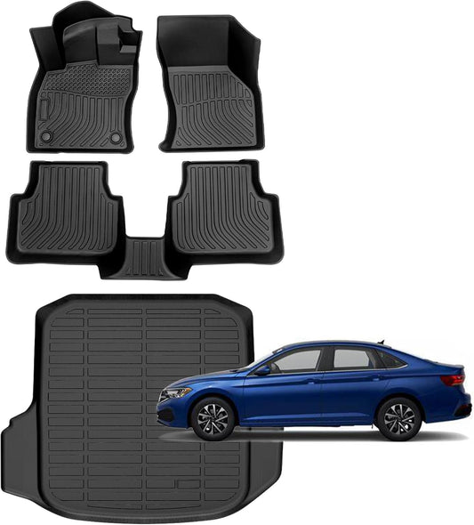 for Volkswagen Jetta Floor Mats 2025 2019-2024,Car Mats for VW Jetta S/SE/SEL/SEL Premium/R-Line/Sport/GLI All Weather Floor Mats Cargo Liner Accessories 2019-2025