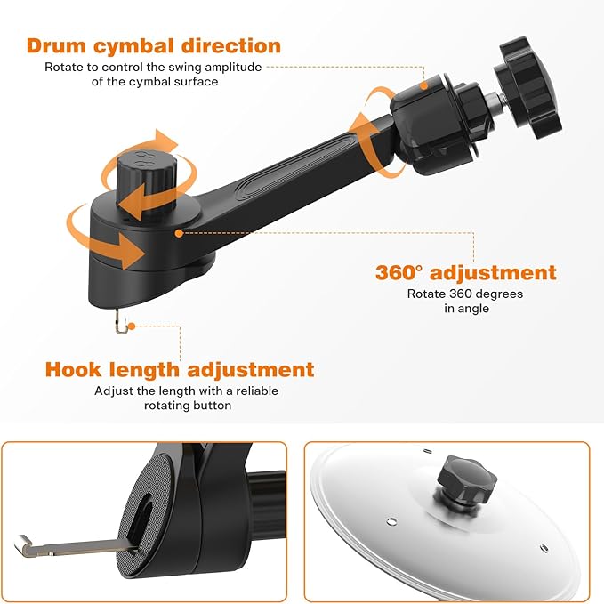 Car Cymbal Air Vent, Mini Drum Crash Cymbal Set with Mini Drum Stick, Funny Musical Instruments Gadget for Drummer Music Lovers Gift, Compact Durable Car Accessory for Most Vehicles(Silver)