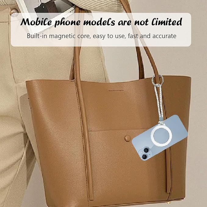 Magnetic Car Dashboard Phone Holder（with Magnetic Phone Lanyard with Ring Holder），Magnetic Dash Phone Holder for Car,One-Hand Operation,360-Degree Adjustable