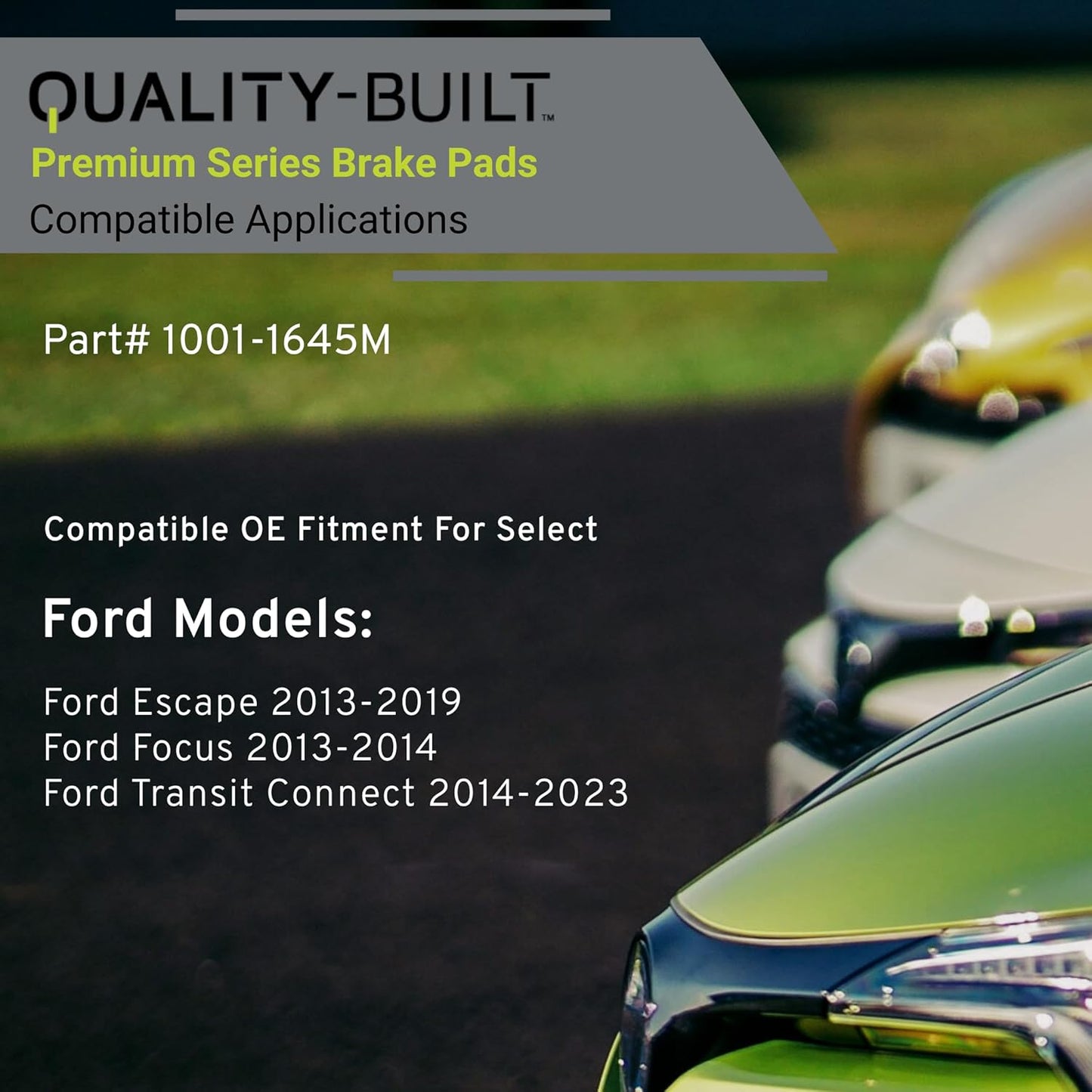 Premium Semi-Metallic Front Brake Pads (1001-1645M) Compatible with Ford Escape 2013-2019, Ford Focus 2013-2014, Ford Transit Connect 2014-2023