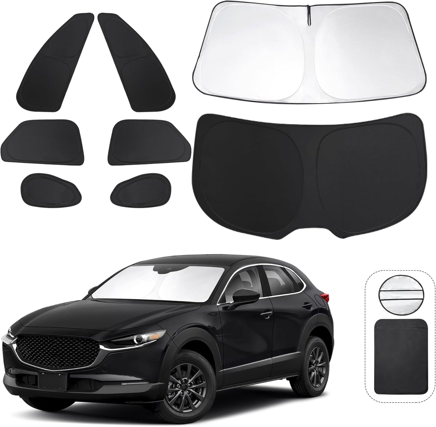 TINGLU 8PCS Window Shades for Mazda CX-30 2019-2024 2025 Accessories Car Side Full Windows Rear Triangular Windshield Sun Shade Sun UV Rays & Privacy Protection for Camping,Napping,and Relaxing