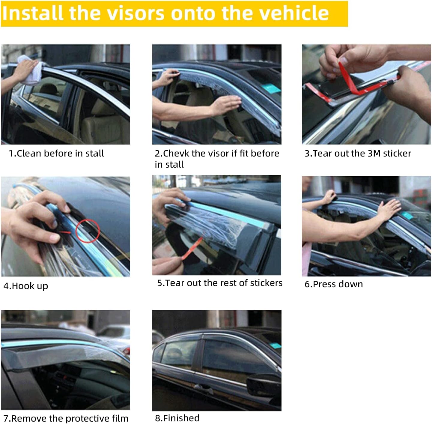 4pcs Smoke Tint With Chrome Trim Outside Mount Tape On/Clip On Style PVC Sun Rain Guard Window Visors Compatible with 2013-2018 Altima 4-Door Sedan