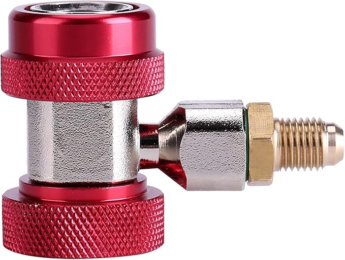 R134 A C Quick Connector Air Conditioning Coupler Adapter with Extractor Valve Core (red high voltage)