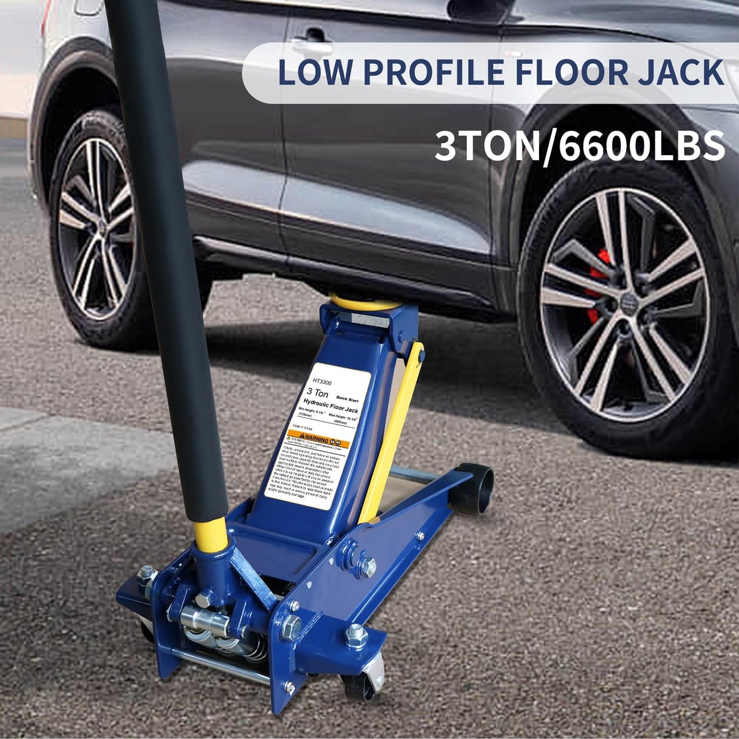 3 Ton Heavy Duty Hydraulic Floor Jack for Car (6600 lbs) with Single Piston Pump, Quick Lift, Lifting Range 5-1/4"to 18-1/4"