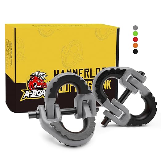 1/2 Safety Chain Connector Link, 12000lbs Capacity, 2pack Hammerlock Coupling Link for Trailer Chains Connect, G80 Drop Forged Alloy Steel Tow Hitch Safety Chain Connector Link, Grey