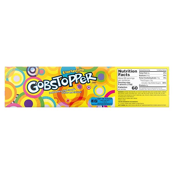 Wonka Everlasting Gobstopper, Candy, Jawbreaker Candy, 1.77 oz (24 ct)