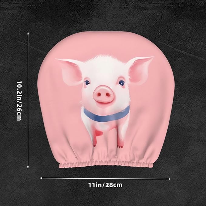 Dujiea 2 Pack Pink Pig Watercolor Car Headrest Covers, Universal Soft Car Seat Head Rest Cover Protector, Vehicle Accessories Fabric Headrest Cover for Cars Vans Trucks