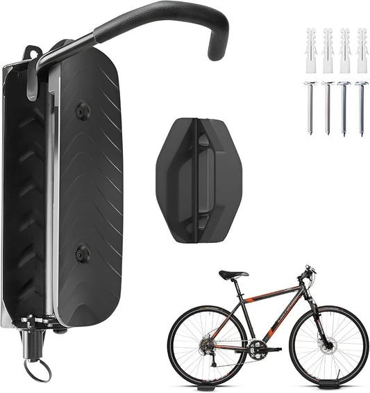 Swivel Bike Wall Mount, Bike Rack Garage, 150° Rotating & Space Saving Vertical Bike Hangers for Storage, Sturdy Bike Stand Holds Up to 66lbs, Easy to Install, 1 Pack