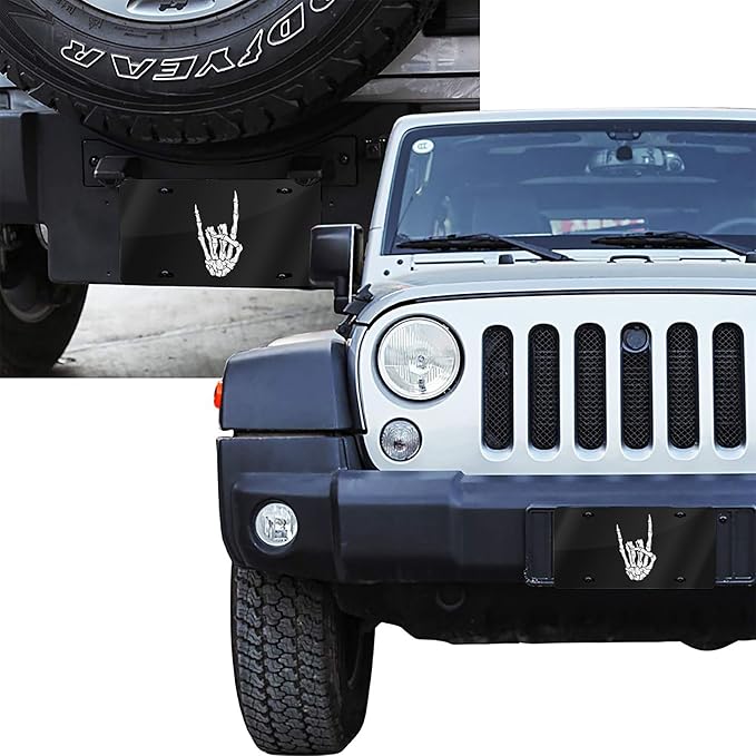 Front License Plate Skull Finger Love Vanity Plates Aluminum Metal Decorative Car Tag Novelty License Plate Cover for Men Women ‎6 * 12 in (4 Holes)