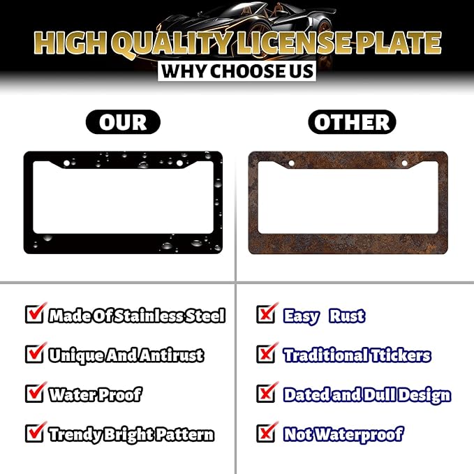 I'm Not Lost I'm Exploring License Plate Frame Camping License Plate Holder Funny Text Auto Parts Stainless Steel Universal Cars Decoration for Men Women 12.2" x 6.2"