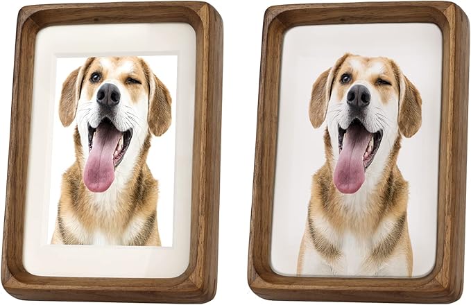 Natural Wood Photo Frames Inspired Tabletop Picture Frame with Mat, Vertical or Horizontal Display (Walnut, 3x4 matted to 2x3)
