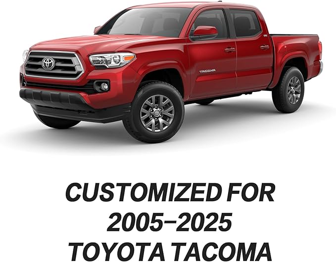 Aierxuan Toyota Tacoma Car Seat Covers Custom Fit 2005-2025 TRD Off-Road Overlanding Concept SR5 Double Cab Pickup Truck Waterproof Leather Full Seat Cushions Full Set Black