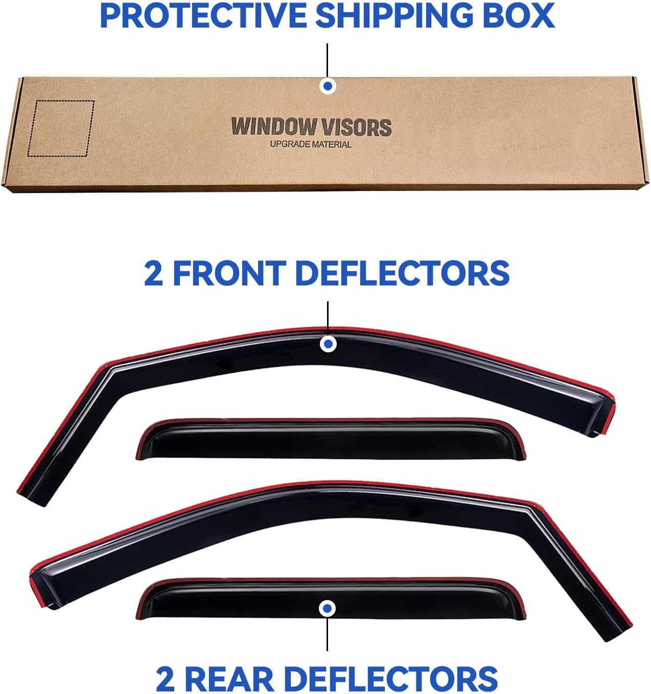 in-Channel Window Visors Rain Guards Shield for 2006-2014 Honda Ridgeline, Window Vent Wind Deflectors Visors Shades for 06-14 Ridgeline