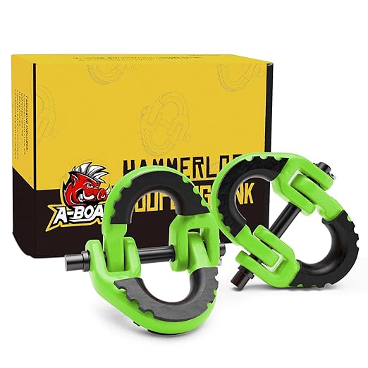 1/2 Safety Chain Connector, 2 Pack Hammerlock Coupling for Trailer Chains, 12000Lbs Load Capacity, Alloy Steel Tow Hitch Safety Link, Green
