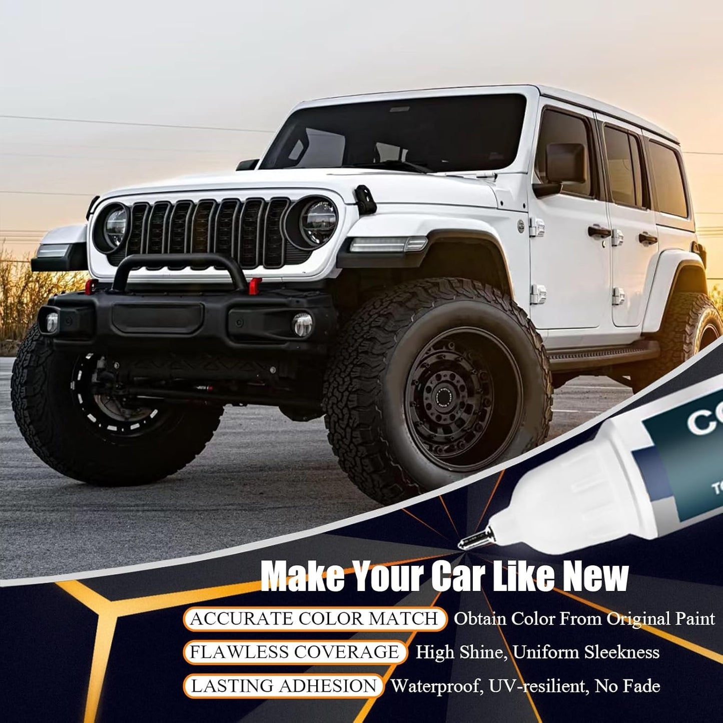 PXJ/KXJ Diamond Black Crystal Pearl Touch Up Paint for Jeep, Car Paint Pen Scratch Repair Two-In-One Touch Up Paint, Premium Car Scratch Remover for Deep Scratches