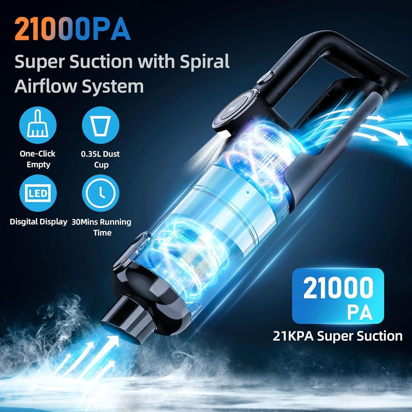 Car Vacuum Cleaner,21Kpa/30Mins,Mini High Power Pet Portable Handheld Cordless Vacuum Pro, Rechargeable Extractor Vacuum Detailing with Cleaning Gel for Car, Home and Office Detail Cleaning