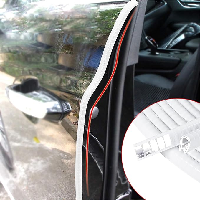 MYFAMIREA 33Ft(10M) Long Car Door Edge Guards,U Shape Edge Trim Rubber Seal Protector Rubber Car Door Protector Car Protection Door Edge Anti-Collision Rubber Clips Fit for Most Car| White |