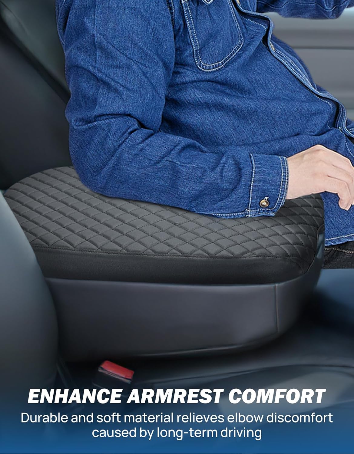 JOYTUTUS Center Console Cover Compatible with 2002-2012 Ram 1500 2500 3500 Jump Seat Console, Leather Arm Rest Armrest Cover for Car, Durable Middle Console Cover, Car Arm Rest Cover Replacement