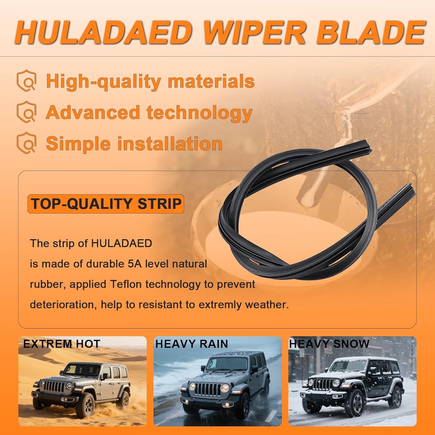 HULADAED® 24''+18''+12'' Windshield Wipers Replacement for Nissan Pathfinder 2012-2005 Nissan Xterra 2015-2005,Silicone Front Rear Wiper blades for MY Car-All Weather & Quiet(3 PACK)