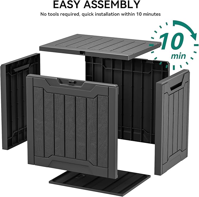 YITAHOME 31 Gallon Resin Deck Box Outdoor Storage Box and Waterproof Package Delivery Box with Lockable Lid for Patio Furniture, GardenTools, Pool Supplies, Black