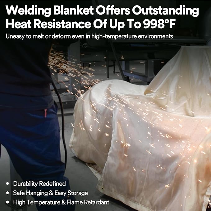 Welding Blanket, Heavy Duty Welding Blanket 6FTx8FT Large Size Fiberglass Welding Curtain