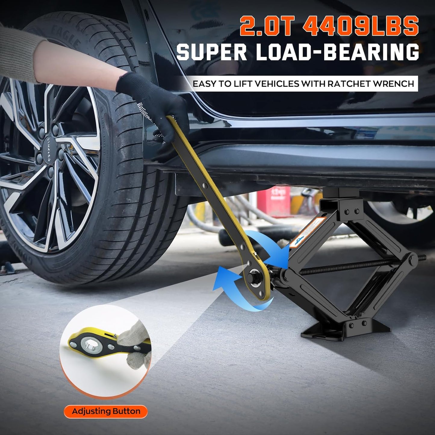 New Version Car Jack Kit Scissor Jack for Car 2 Ton Spare Tire Changing Kit,Portable Tire Jack Repair Kit with Lug Wrench,Car Lifting Jack for Auto/SUV/MPV