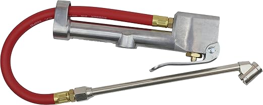 EPAuto Commercial Grade Dual Head Tire Inflator Gauge with Air Hose, 1/4" NPT, 12" Rubber Hose, 10-160 PSI