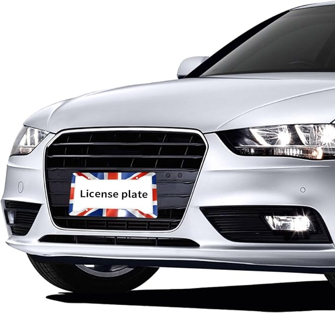 British UK United Kingdom Flag License Plate Frame - 1 Pack Aluminum Metal Union Jack License Plates England License Plate Holder Novelty Auto Car Tag Universal US Canadian for Car with 4 Holes