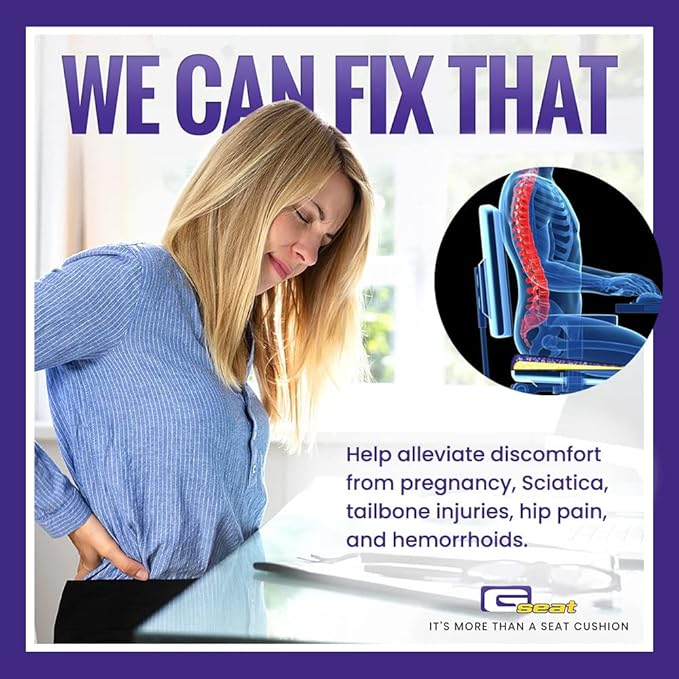GSeat Elite Orthopedic Gel and Foam Seat Cushion for Coccyx, Back, Tailbone, Prostate, Postnatal, and Sciatica - Gray