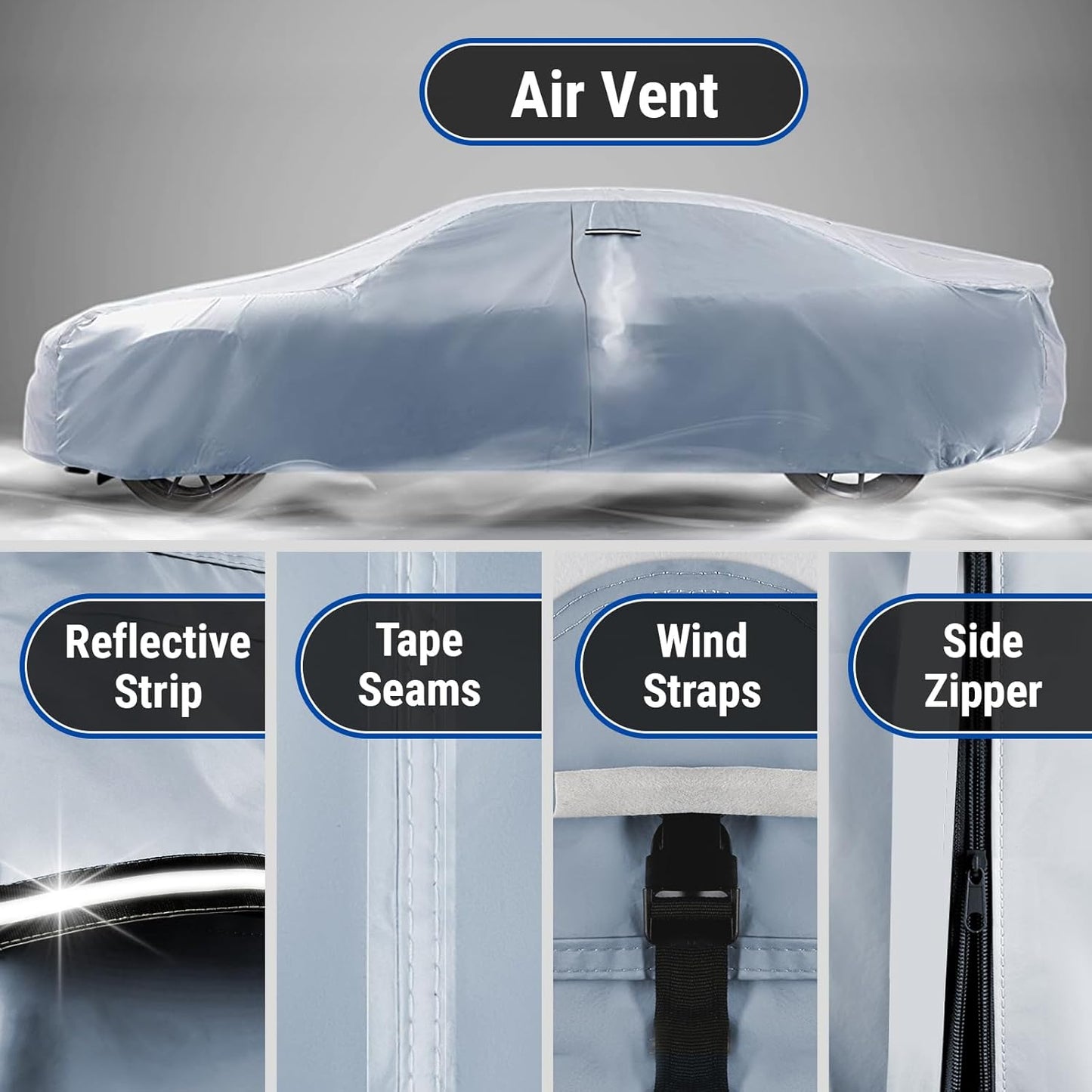 iCarCover Premium Car Cover for 1963-1969 Pontiac Lemans 2-Door, 4-Door Heavy Duty Waterproof All-Weather Automobiles Custom Fit Indoor Outdoor UV Snow Protection Covers with Straps and Bag