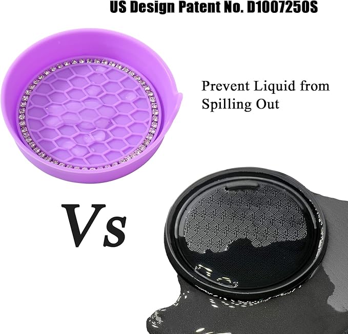Amooca Car Cup Coaster Universal Non-Slip Cup Holders Bling Crystal Rhinestone Car Interior Accessories 2 Pack Purple