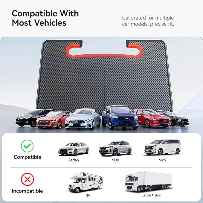 YONZEE 2-in-1 Car Steering Wheel Desk Tray & Car Seat Gap Filler Organizer ??Foldable Carbon Fiber Look Table for Laptop, Eating, Writing ??Universal Fit for Most Vehicles Orange