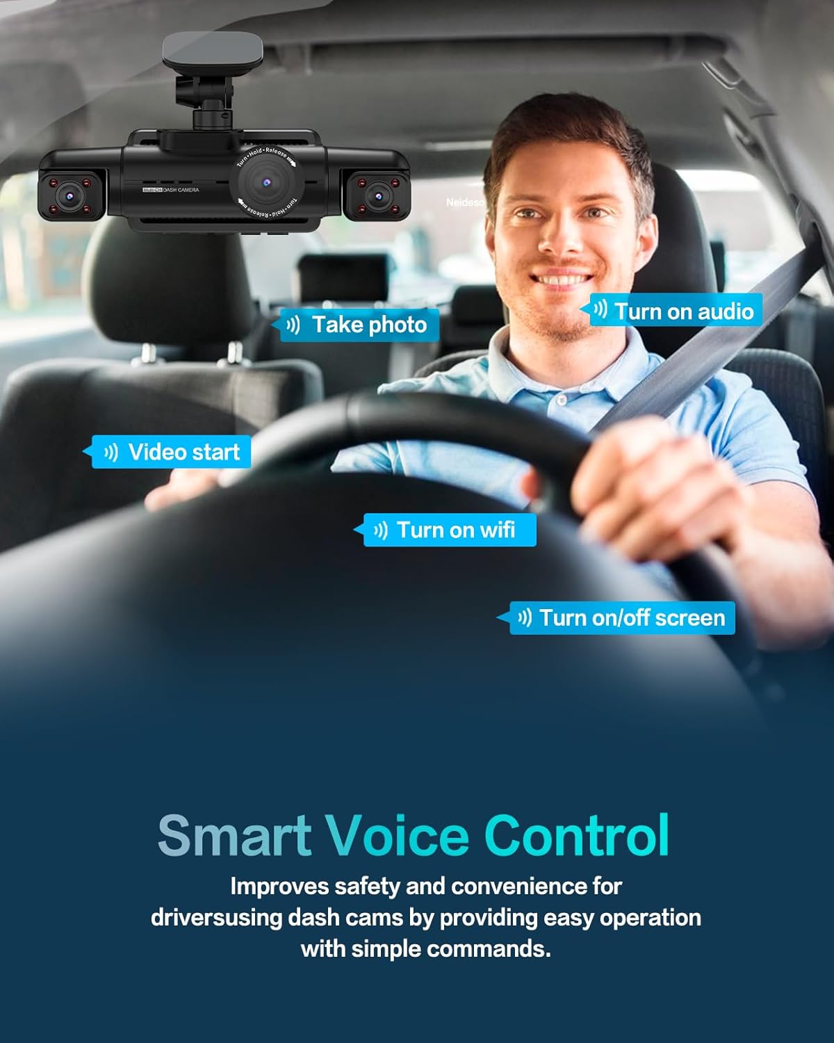 AI Dash Cam Front Rear Inside, 4 Channel 3k+1080P*3 Dashcam with Smart Driving Monitor System, 360° View Car Cameras 5GHz Wi-Fi GPS, Camera for Car Night Vision 128GB SD Card, 24H Parking Mode N700Pro