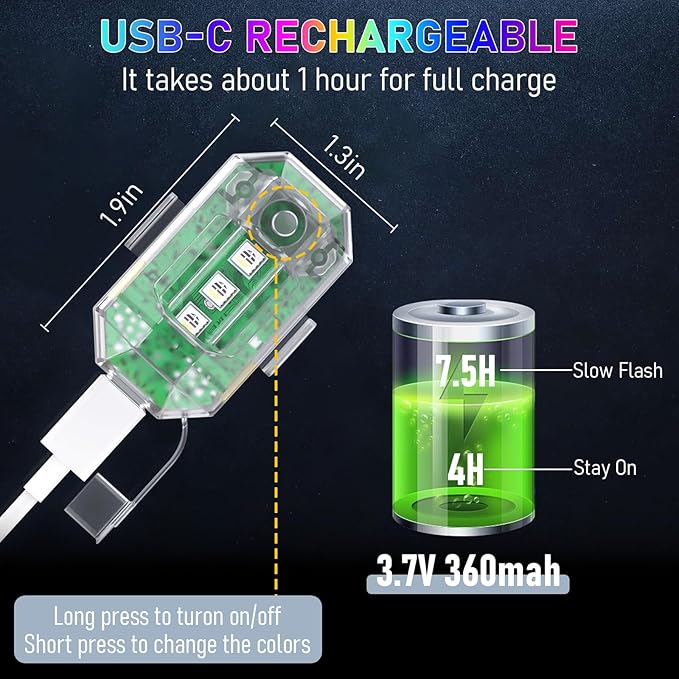 Upgraded Wireless & Rechargeable Anti-Collision LED Lights with Remote Control – Ultra-Bright,Adjustable Lighting for Motorcycle,Bicycles,Drone,e-Scooter,Cars,Safety Light for Enhanced Visibility