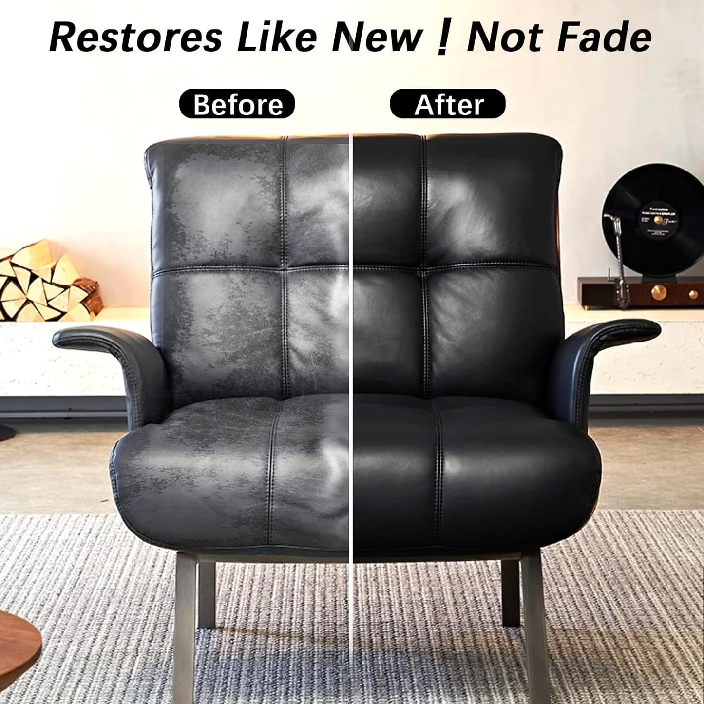 Black Leather Recoloring Balm, Leather Repair Kit for Furniture, Leather Scratch Remover, Leather Color Restorer for Couch, Car Seats, Shoes - Repair Leather Dye for Scratched and Faded Leather