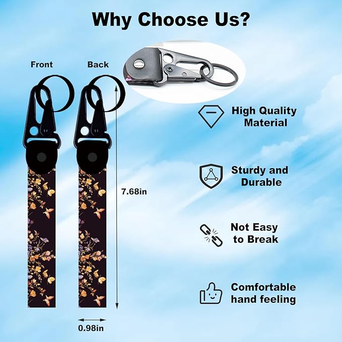 2-Pack Butterfly Floral Print License Plate Frames, 2 Holes Butterflies Flower License Plate Holder for Women,Colorful Butterfly License Plate Cover fits Vehicles with Keychain Wrist Lanyard
