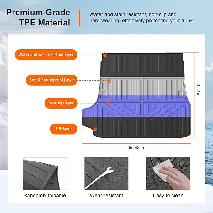 powoq 5 Seats Cargo Mat Compatible with 2025 Toyota 4Runner Trunk Mat (No Hybrid EV & i-Force MAX) Cargo Liner TPE Trunk Liner Replacement for 2025 Toyota 4Runner Accessories