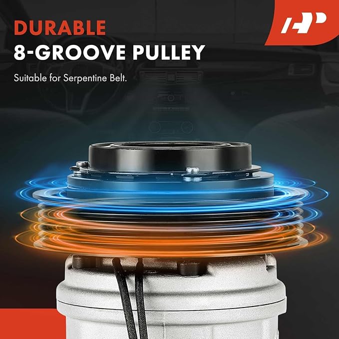 A-Premium Air Conditioner AC Compressor with Clutch Compatible with John Deere Models, 8-Groove Pulley