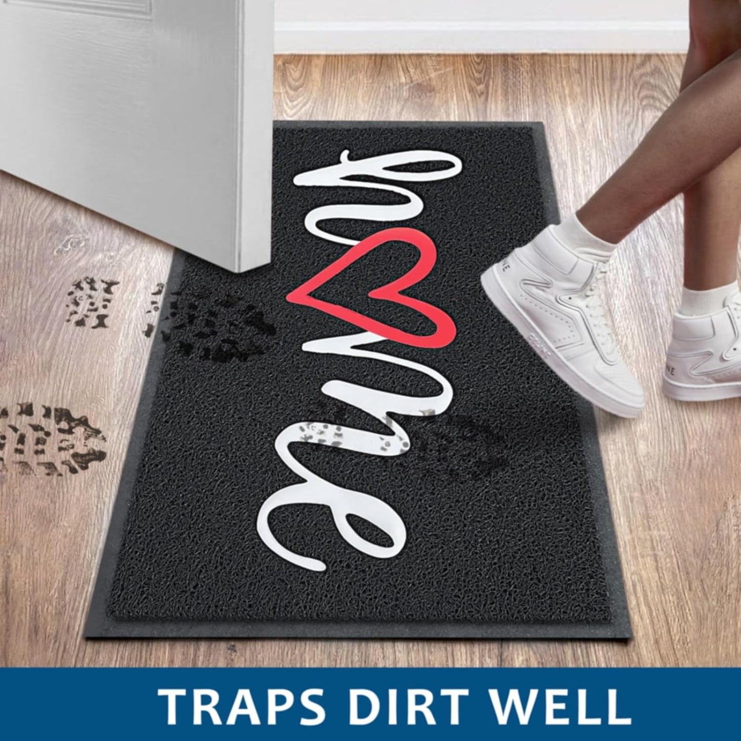 EARTHALL Door Mat Outside Inside Home Doormat, 36"x24",Durable Floor Mat Non Slip Mat Ultra Absorb Mud Easy Clean Front Doormat for Garage, Entryway, Patio, High Traffic Areas, Black