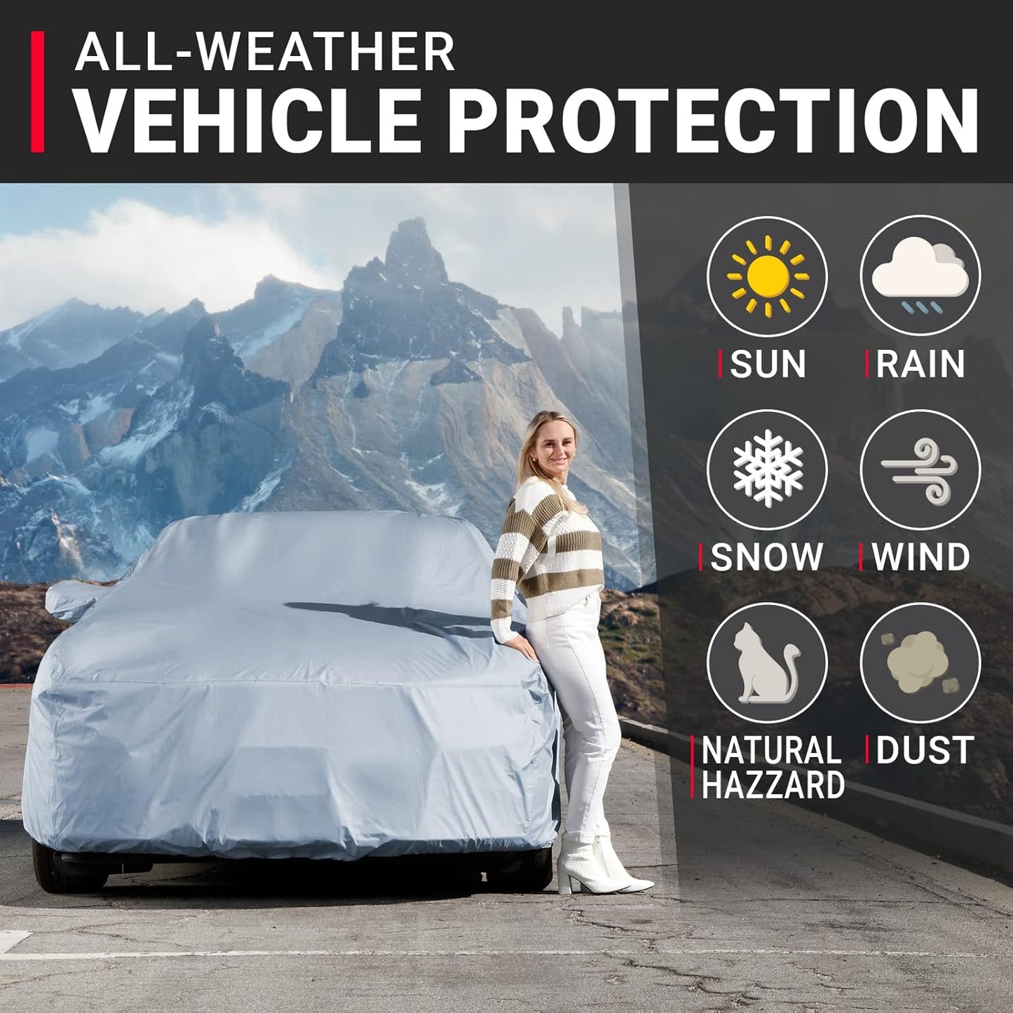 iCarCover Premium Car Cover for 2005-2010 Buick Allure Heavy Duty Waterproof All-Weather Automobiles Custom Fit Indoor Outdoor UV Snow Protection Covers with Straps and Bag
