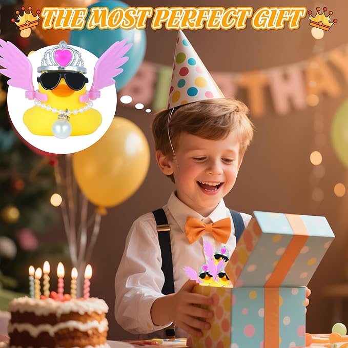 DIY Angel Rubber Duck with Crown & Wings - Sparkly Princess Duck for Car Dashboard & Home Decor - Funny Cute Mini Ducks Gift for Adults
